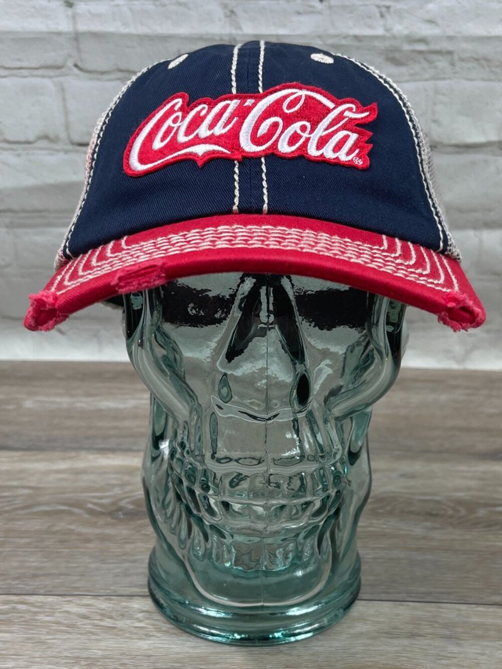 NEW COKA=COLA COKE STARS & STRIPES RELAXED FIT DISTRESSED TRUCKER STYLE SNAPBACK